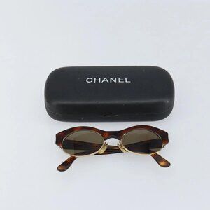 CHANEL Sunglasses plastic Brown CC Auth BA9164